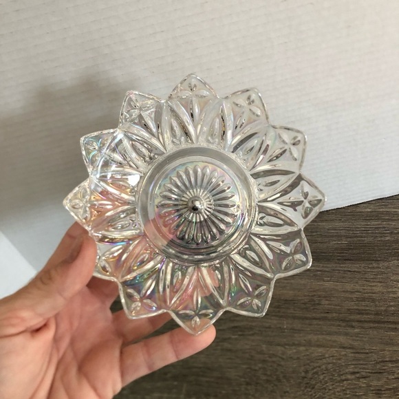Vtg Iridescent Glass Pedestal Dish - Picture 3 of 8